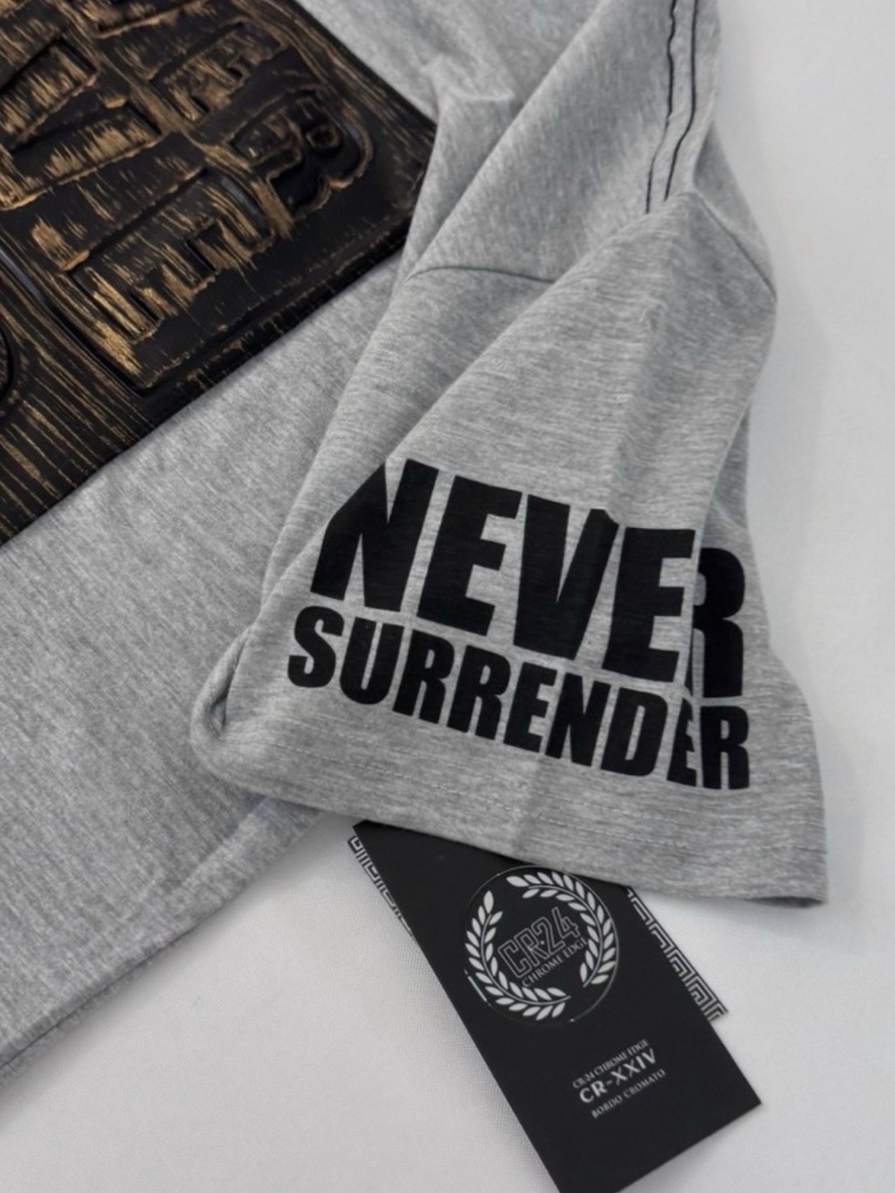 Never Give Up Embossed Graphic Tee - Picture 7 of 7